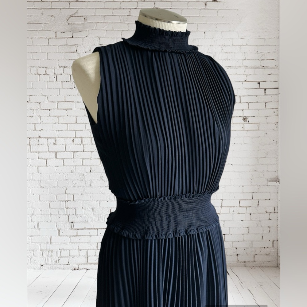NANETTE NANETTE LEPORE Pleated swing Blouson elastic waist high neck Dress 2